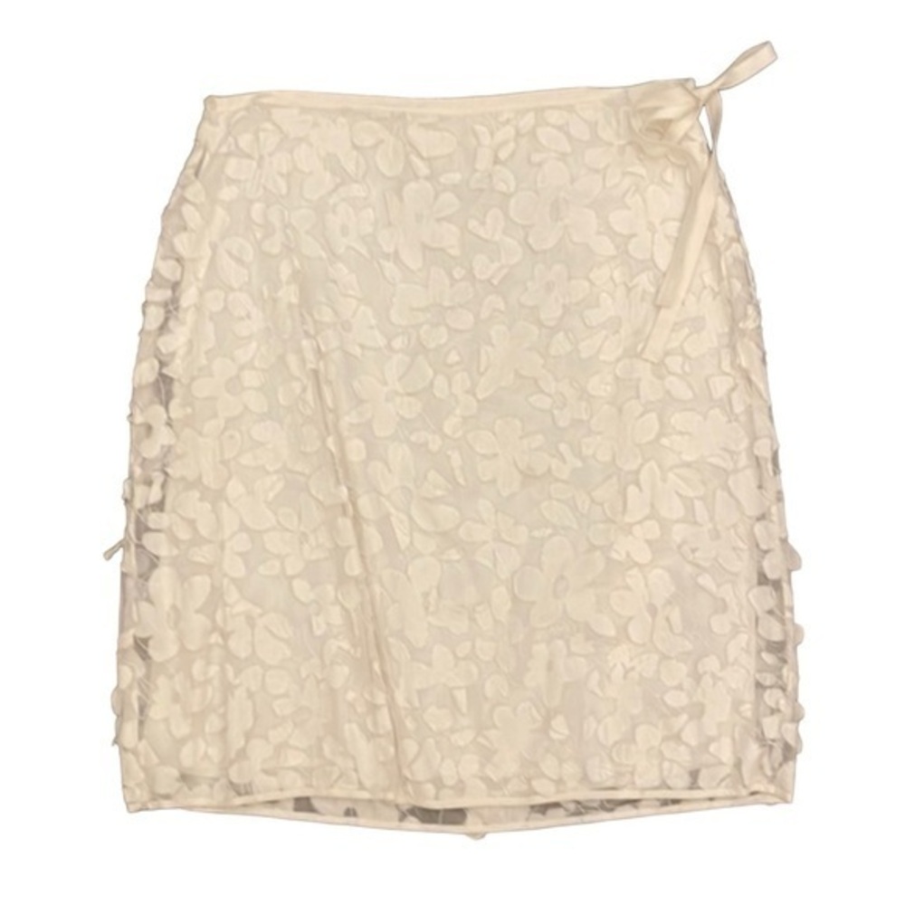 MAX STUDIO‎ White Floral Skirt Textured Lined Size 8